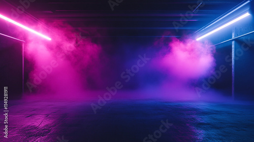Wallpaper Mural Colorful smoke and neon lights create an energetic atmosphere in a dark space.  Torontodigital.ca
