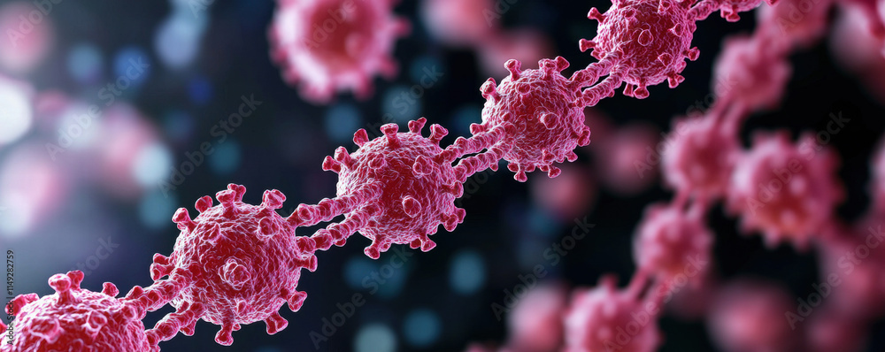 Norovirus COVID virus prevention. Microscopic view of virus particles in a colorful, abstract representation. Norovirus COVID virus prevention. Microscopic view of virus particles in a colorful, abstract representation.