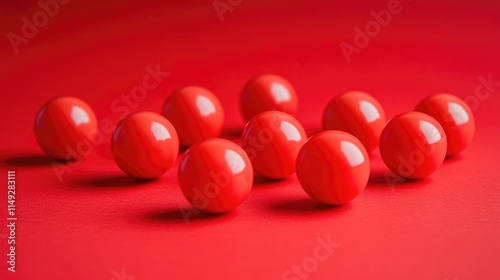 Shiny red balls on a vibrant red background