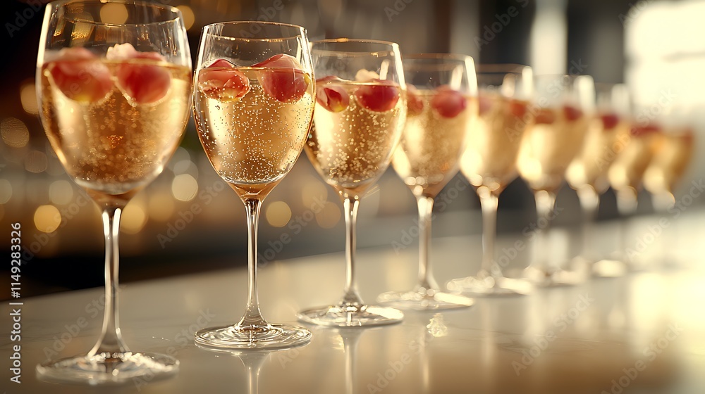 Sparkling Wine Glasses with Grapes Sparkling Wine Glasses with Grapes