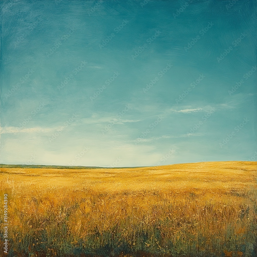 Golden Wheat Field Under a Vast Blue Sky Golden Wheat Field Under a Vast Blue Sky