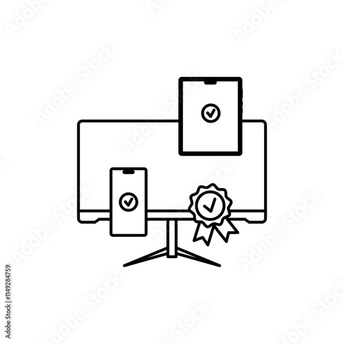 Responsive Design Outline Icon for responsive display on different devices.