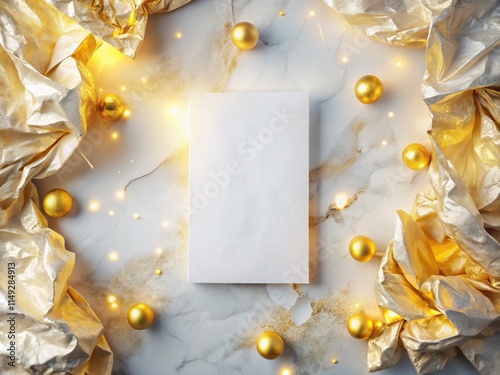 Minimalist White Paper Background with Subtle Gold Foil Texture - Elegant Mockup photo