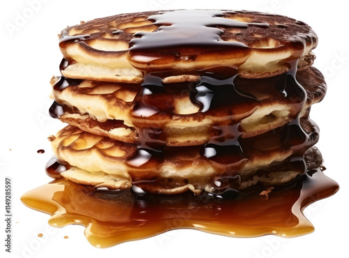 PNG  Pancake stack with burnt food white background chocolate. photo