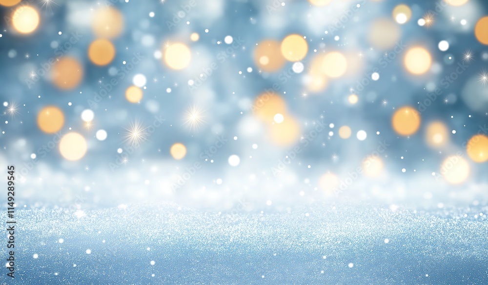 Obraz premium Abstract Blue Holiday Background with Scattered Lights and Text Space for Christmas, New Year Celebrations