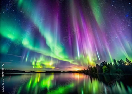 Minnesota Aurora Borealis: Minimalist Night Sky Photography of Intense Northern Lights Display