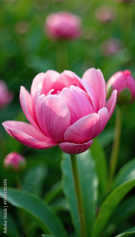 Pink peony buds blooming in a lush garden background, naturephotography, peonies, spring Pink peony buds blooming in a lush garden background, naturephotography, peonies, spring