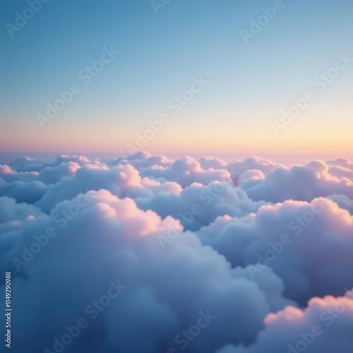Soft blue misty clouds floating in the sky at dusk, blue mist, peaceful atmosphere, soft focus