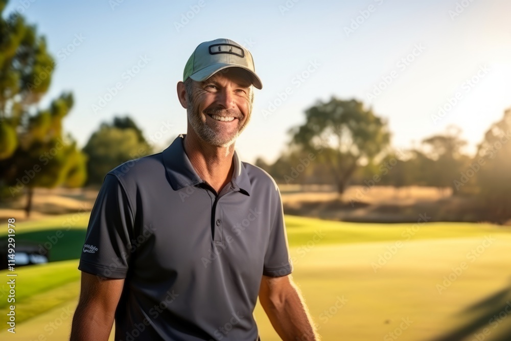 Portrait of a smiling senior golfer standing on a golf course Portrait of a smiling senior golfer standing on a golf course