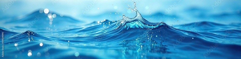 A small blue splash on the surface of the water, caused by a small amount of water droplets or spray, ocean waves, water surface, water droplets A small blue splash on the surface of the water, caused by a small amount of water droplets or spray, ocean waves, water surface, water droplets