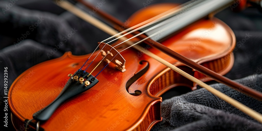 Fototapeta premium Close-up of a Violin with Bow.