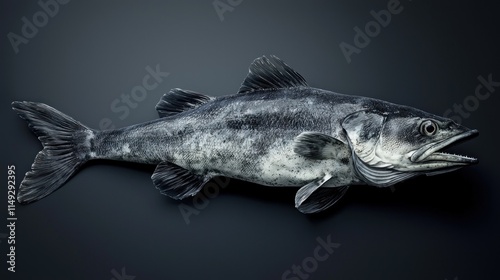 Detailed Full Body Image of a Freshwater Fish on a Dark Background for Culinary and Nature Themes photo