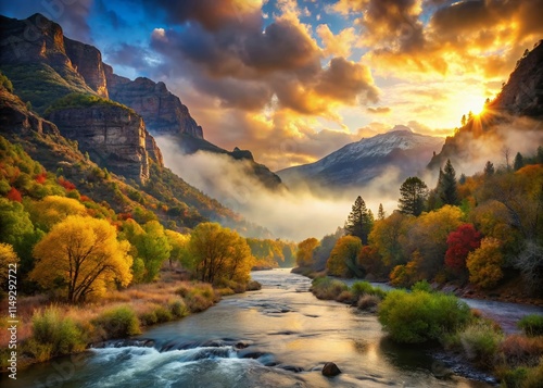 Misty Provo Canyon River at Dawn: Scenic Utah Landscape Photography
