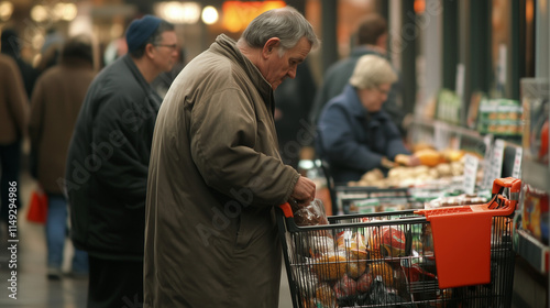 Someone secretly paying for the groceries of the person behind them in line at the supermarket photo