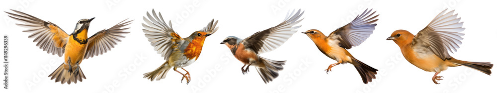 Obraz premium Flying bird png cut out element set, transparent background