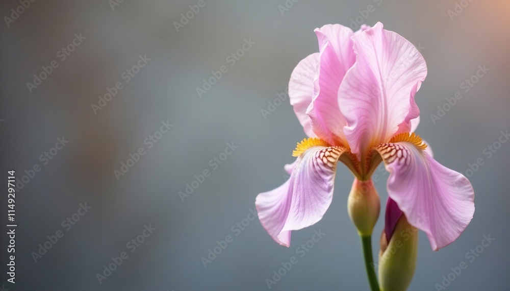Obraz premium petal shaped flower blooms in soft pink color on stem, pink, iris, delicate