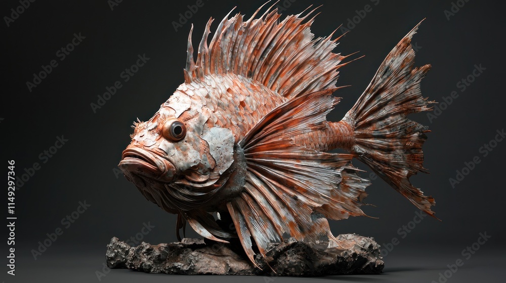 Captivating Close-Up of an Exquisite Fish with Detailed Fin Structure and Vivid Colors in Dramatic Lighting Captivating Close-Up of an Exquisite Fish with Detailed Fin Structure and Vivid Colors in Dramatic Lighting