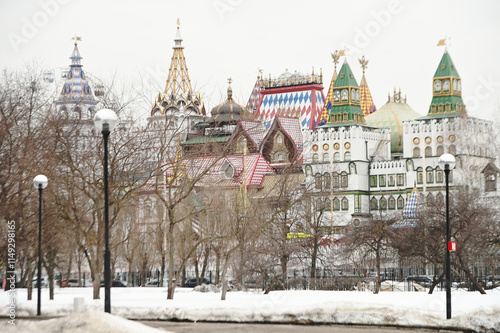 Canvas Print View of the beautiful architecture of Izmailovsky Market is a major market where most tourists go to buy souvenirs