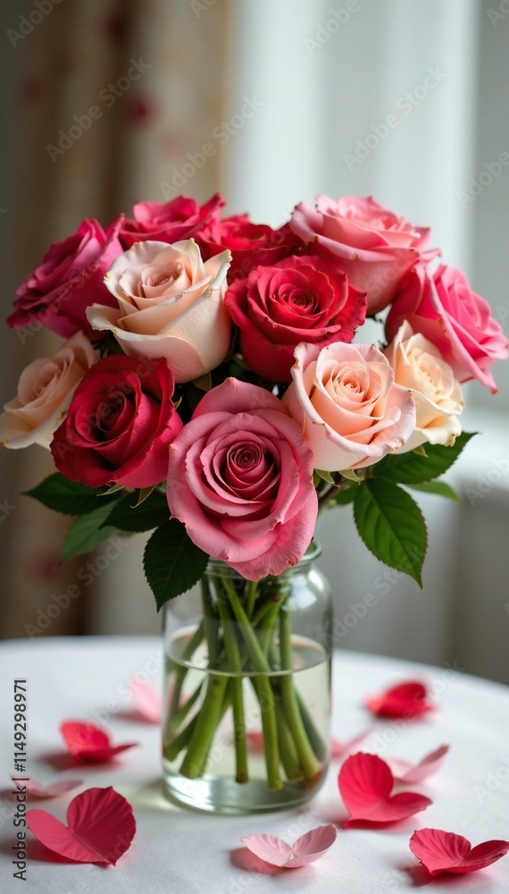 Fresh cut roses arranged in a heart shape for a beautiful centerpiece, table decor, fresh cut roses Fresh cut roses arranged in a heart shape for a beautiful centerpiece, table decor, fresh cut roses