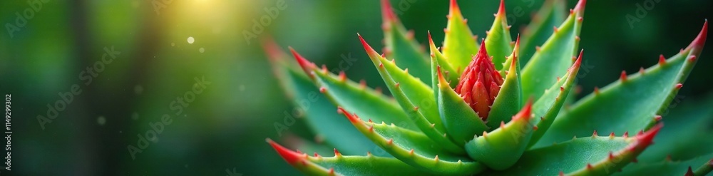 Aloe vera flower with bright red sap on the leaves, floral, succulent Aloe vera flower with bright red sap on the leaves, floral, succulent