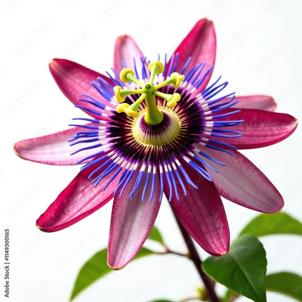 Naklejka premium Passion flower's unique and unusual shape on a clean white background, isolated, nature