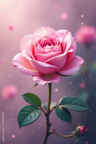 Pastel hued rose blooming in misty atmosphere, dreamy, rose photo