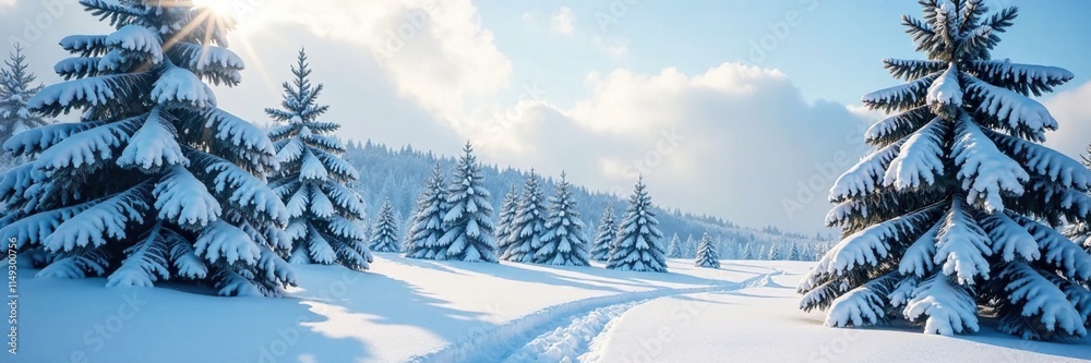 Snow-covered trees surrounding the fortification, frosty, coniferous Snow-covered trees surrounding the fortification, frosty, coniferous
