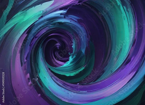 Swirling purple blue and green colors in a abstract art piece , purple, colorful, swirly