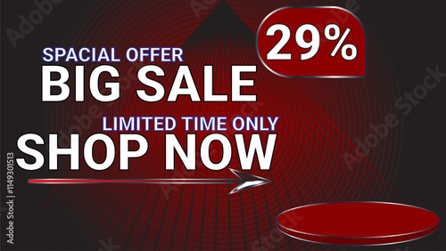 29 percent Special offer big sale limited time only shop now template banner with DarkRed color theme