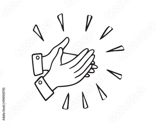 Applause doodle icon, Clapping their hands, applause hand drawn isolated on white background. 