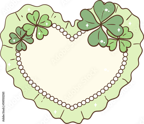 Whimsical Hand-Drawn Lucky Clover Frame Border Vector Illustration