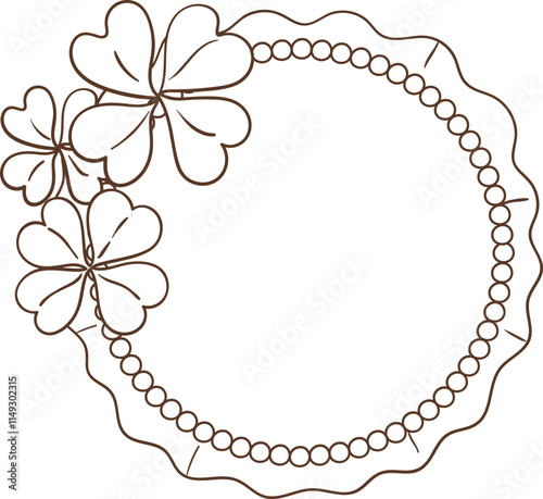 Whimsical Hand-Drawn Lucky Clover Frame Border Vector Illustration