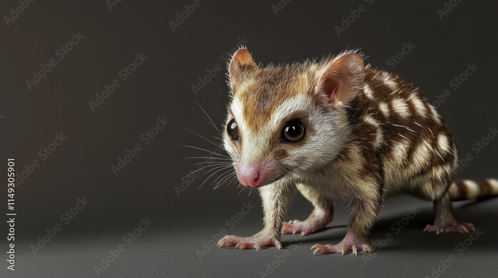 Adorable Full Body Portrait of a Spotted Quoll with Soft Fur and Striking Features Against a Neutral Background Adorable Full Body Portrait of a Spotted Quoll with Soft Fur and Striking Features Against a Neutral Background