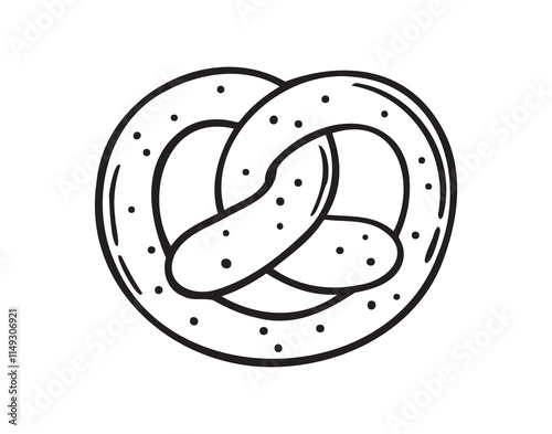 Pretzel doodle hand drawn icon. German pretzel traditional drawing clipart line isolated element.