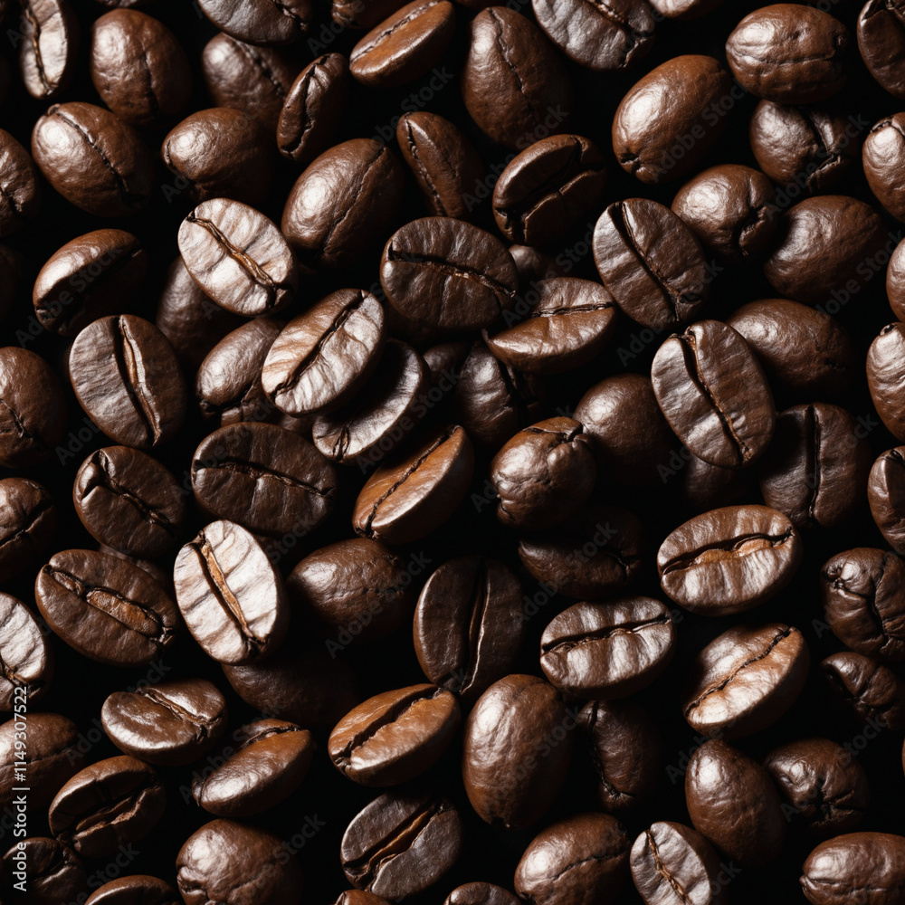 Obraz premium Coffee Beans Closeup On Dark Background