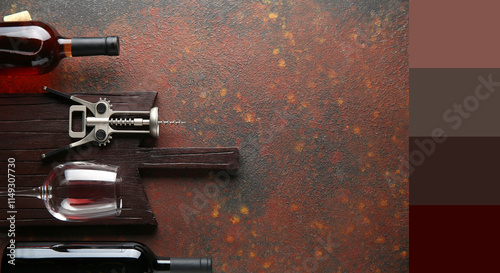 Board with bottles of red w...