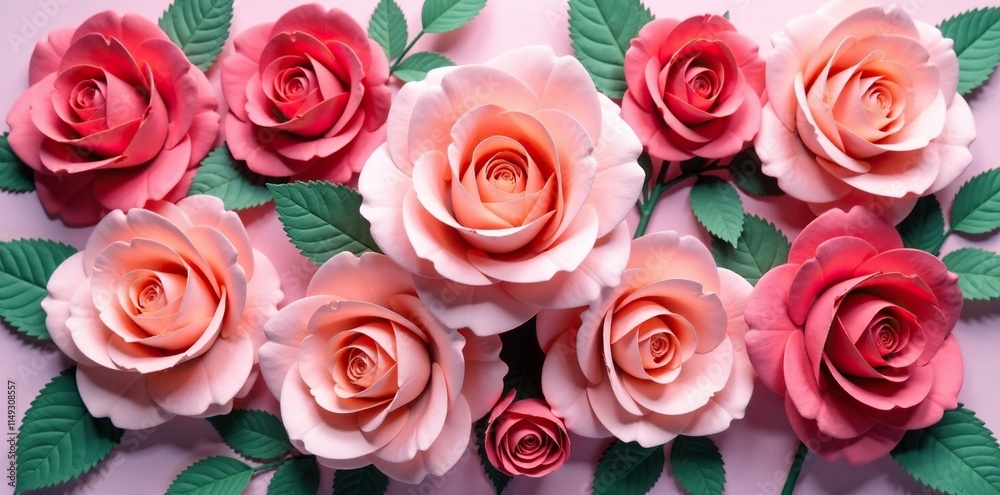 Colorful paper rose bouquet with varying shades of pink and peach, roses, floral Colorful paper rose bouquet with varying shades of pink and peach, roses, floral