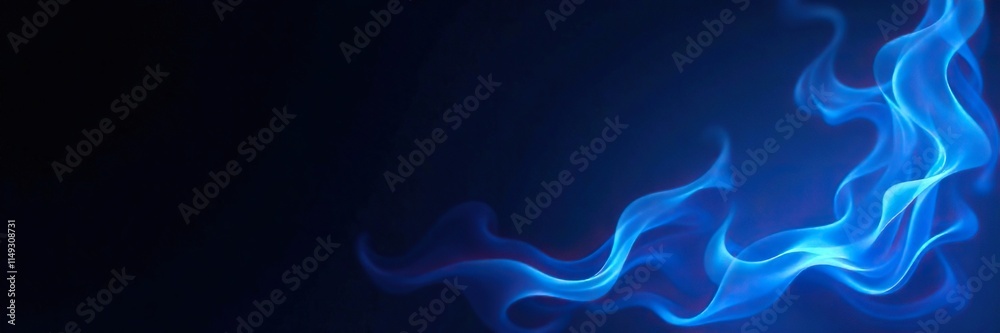 Dark blue flames dancing on a black background, blue, black