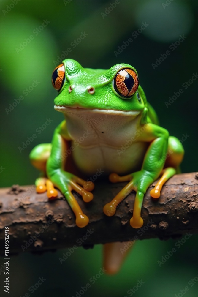 Tree frog's tongue darting in and out as it hunts, nature, stalking Tree frog's tongue darting in and out as it hunts, nature, stalking
