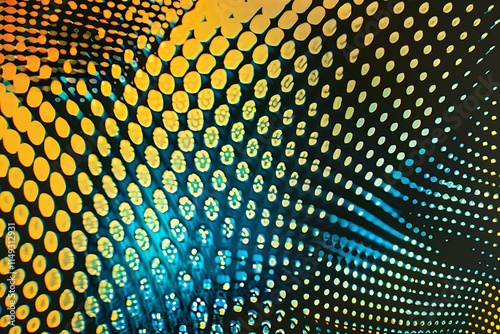 A colorful abstract painting with a lot of dots, macro photo of the pattern of a holographic picture, video wall with high saturated pattern

