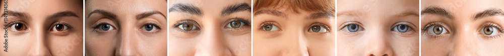 Obraz premium Collage of many different human eyes, closeup