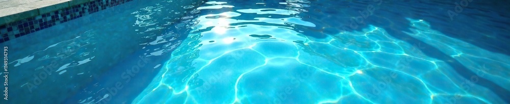 Deep blue waters with distorted reflections in a pool, soothing colors, wavy motion Deep blue waters with distorted reflections in a pool, soothing colors, wavy motion