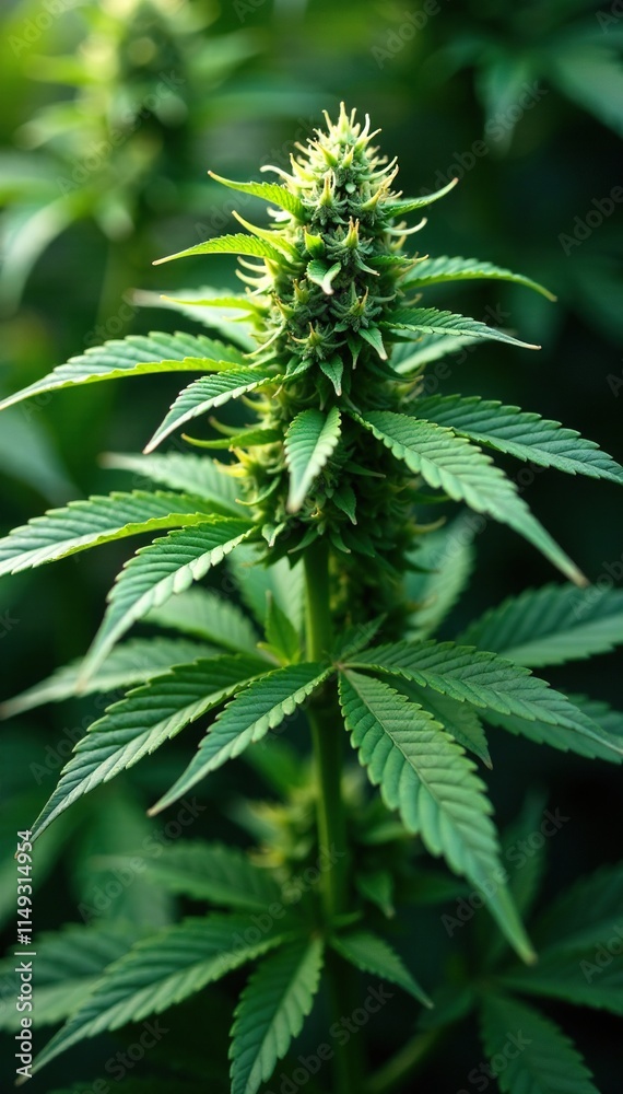 Delicate cannabis blooms amidst leafy foliage, tree, blossoms, leaves Delicate cannabis blooms amidst leafy foliage, tree, blossoms, leaves
