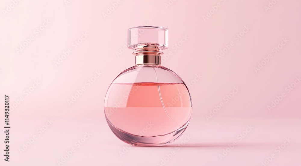 Pink perfume bottle on pink background. Pink perfume bottle on pink background.
