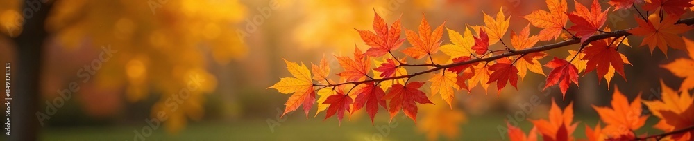 A majestic maple tree with leaves and vibrant orange flowers blooming in the branches, branch, fall foliage A majestic maple tree with leaves and vibrant orange flowers blooming in the branches, branch, fall foliage