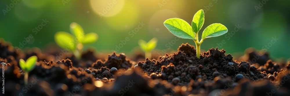 Flower pot soil under bright light in microscope, microscopic, microscope
