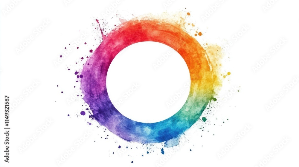 spot round frame. Rainbow watercolor element. spot round frame. Rainbow watercolor element.