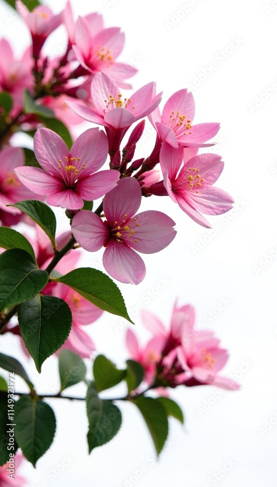Full bloom of the Lagerstroemia tree against a white background, blossoms, white background, lagerstroemia Full bloom of the Lagerstroemia tree against a white background, blossoms, white background, lagerstroemia