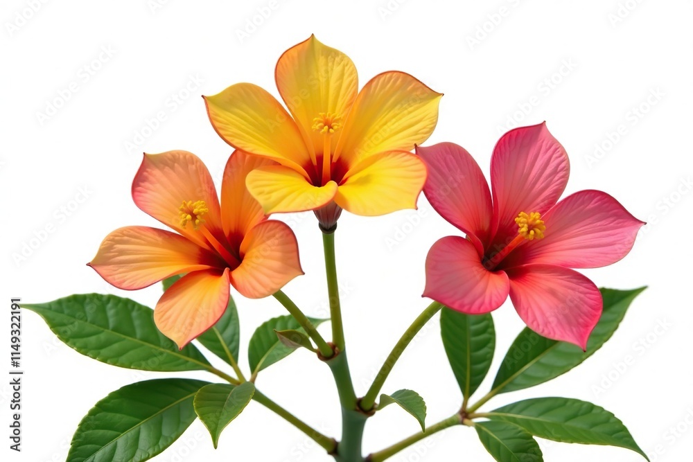 Botanical Image of Isolated Allamanda Cathartica Flowers on White Background, botanical image, allamanda flowers Botanical Image of Isolated Allamanda Cathartica Flowers on White Background, botanical image, allamanda flowers