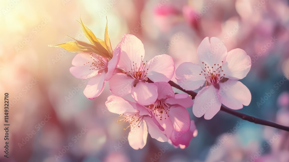 Spring background. Beautiful pink cherry blossoms. Japanese blossom Sakura in park outdoors Spring background. Beautiful pink cherry blossoms. Japanese blossom Sakura in park outdoors